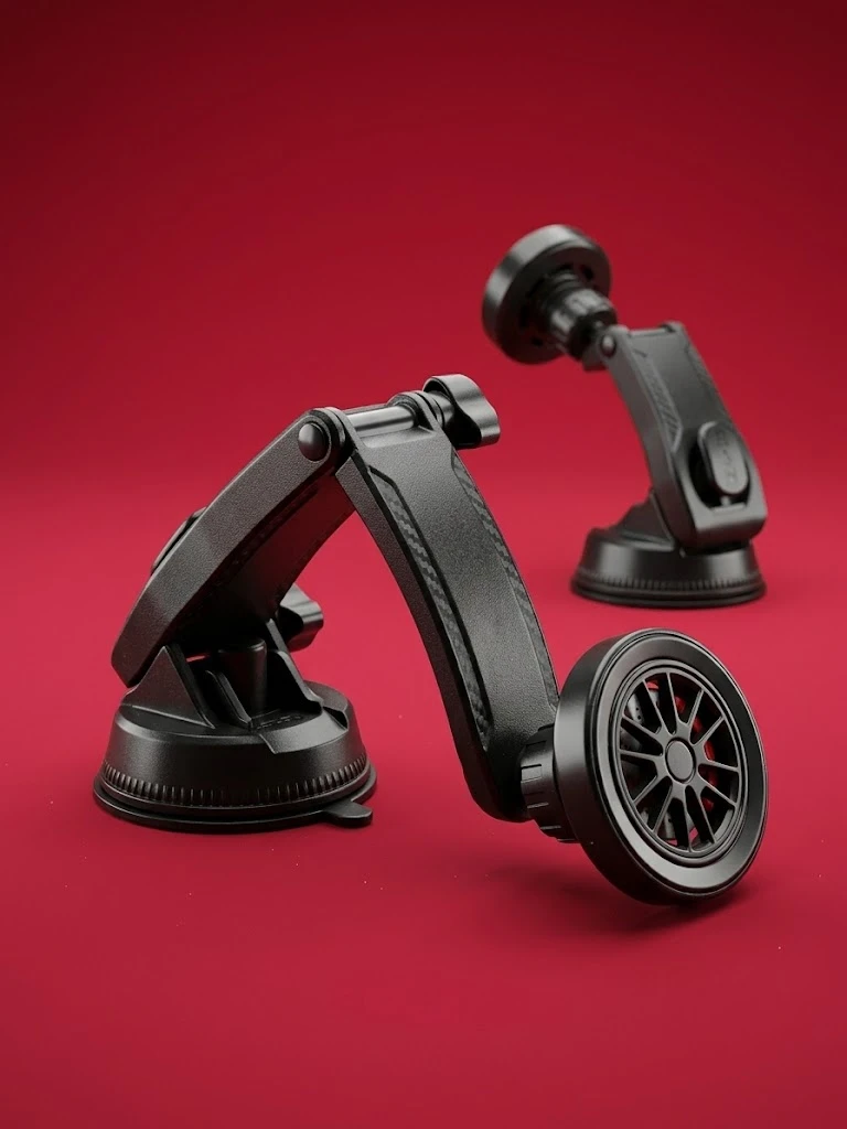 Deux supports magnétiques Jante sur ventouse, fond rouge